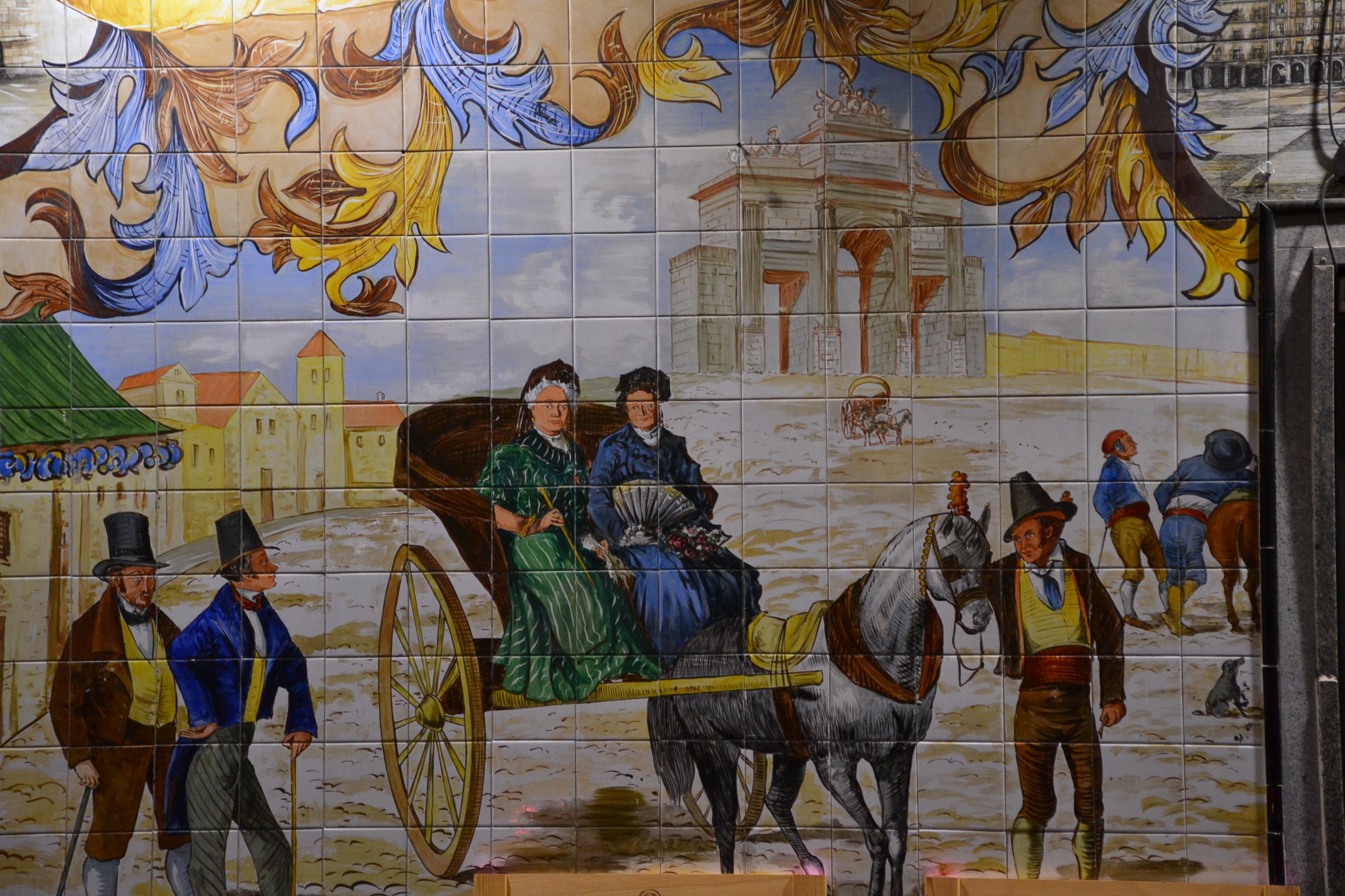 Detalle azulejo con escena de carruaje
